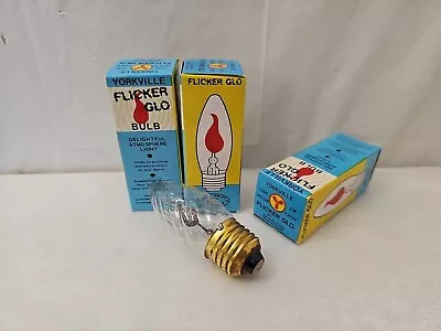 Lot Of 3 Vintage Flicker GLO Flame Light Bulbs Candelabra Medium Base 3W 120v • $7.50