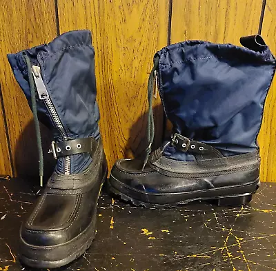 Trax Snowmobile Boots Size 9 Steel Shank Vintage Blue Black Wool Liner Rubber • $34.99