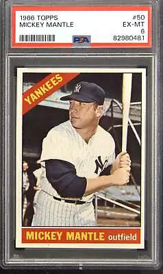 1966 Topps #50 Mickey Mantle PSA 6 • $635