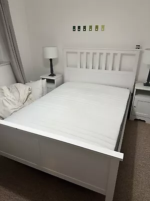 IKEA HEMNES White Double Bed And Mattress • £90