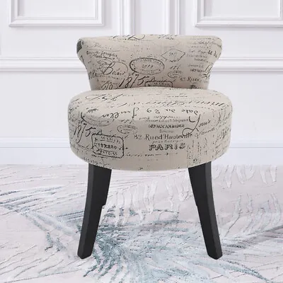 Vanity Stool Fabric Padded Back Seat Dressing Table Make Up Chair Solid Wood Leg • £47.95