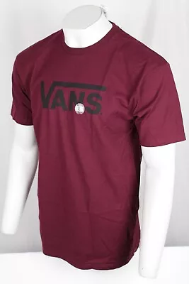 Vans Men's Classic Logo T Shirt Short Sleeve Crew Neck Burgundy Black Logo • $18.69