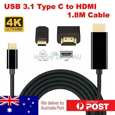 $10.85 • Buy USB C To HDMI Cable USB 3.1 Type C Male To HDMI 4K UHD 1.8m Cable Thunderbolt 3