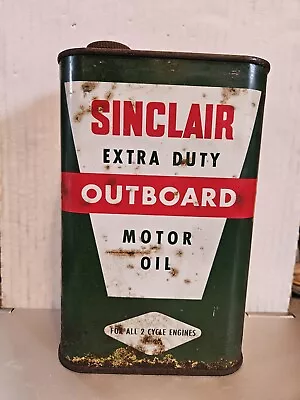 Vtg 1950s Sinclair Extra Duty Outboard Motor Oil 1 Quart Metal Oil Can  • $4.99