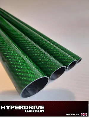 Carbon Fibre Tube 500mm Length Different Diameters Gloss Twill Green UK Supplier • £22.50