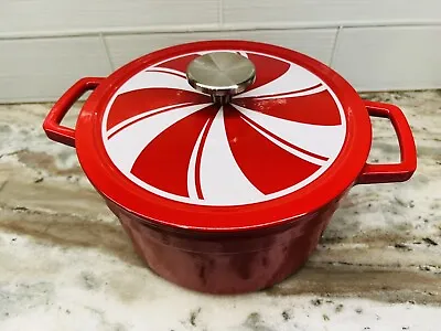 Martha Stewart Enameled Cast Iron Holiday Candy Cane 4QT Round Casserole • $48.90