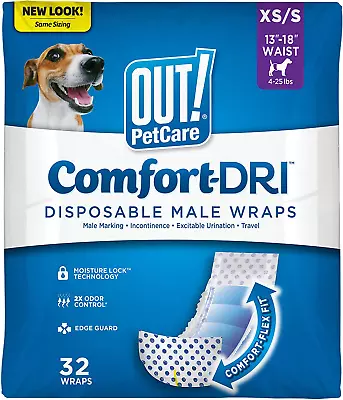 OUT! Pet Care Disposable Male Dog Wraps - Absorbent Male Wraps With Leak Proof F • $21.09