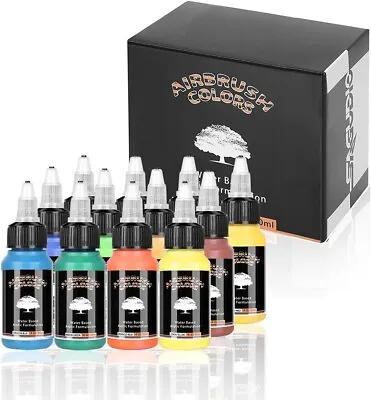 Acrylic Airbrush Paint 12 X 30ml Basic Colors Ready To Airbrush Set SAGUDIO • £22.99