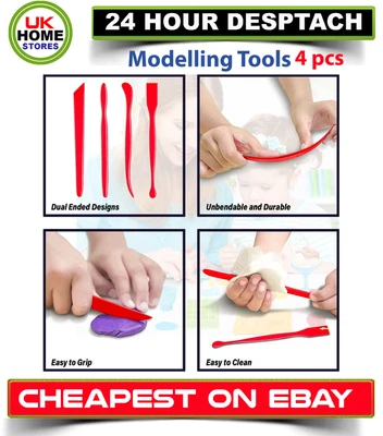 £2.99 • Buy 4 X Modelling Clay Plastic Sculpting Tools Fimo Polymer Clay Play Dough Shaping