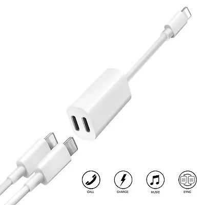 Dual 8 Pin Audio Headphone Adapter Charger Splitter For IPhone 13 13 Pro Max  • $7.99