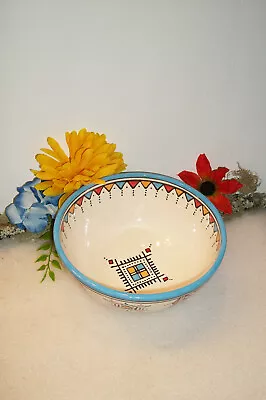 SERGHINI SAFI Signed Moroccan Pottery Bowl 7.5  X 3.5  Hand Thrown & Painted • $28