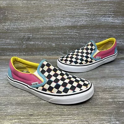 Vans Classic Slip-On Checkerboard Multicolor Skate Shoes Womens Size 8.5 • £24.12