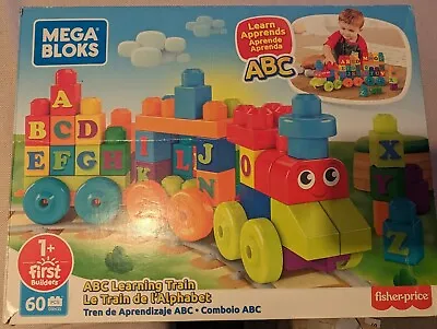 MEGA BLOKS 60 Piece Box ABC LEARNING TRAIN Fisher Price Toddler Toys Lego Bricks • £5