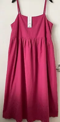 Pink Embroidered Maternity Dress Size 10 Cotton Lined George NEW £25 • £8.90