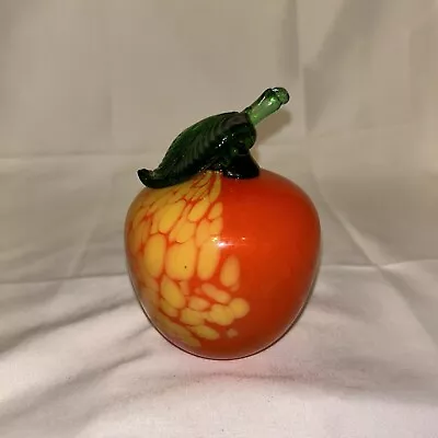 Large Hand Blown Orange Fruit With Stem  Vintage Murano Style Art Glass Loc GC • $12.99