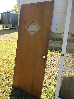 DOOR 04:    Mid Century Wood Door With Glass Panel 1960 S   31 1/2W X 78 1/4 H • $145