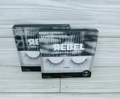 (2) KISS REBEL 3D Eye Lash Couture Voluminous Shaggy Faux Mink Effect Smudged • $14.99