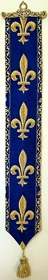 £58.98 • Buy Fleur De Lys Lined Belgian Tapestry Bell Pull Wall Hanging + Brass Hanger, 9300
