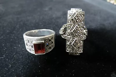 Vintage Lot Of Two Sterling Silver Rings With Marcasites • $19