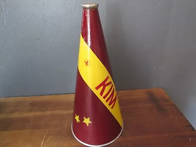 Vintage 1950s School  KIM  Cheerleader Yell Leader Megaphone Horn Yellow Maroon • $79.99