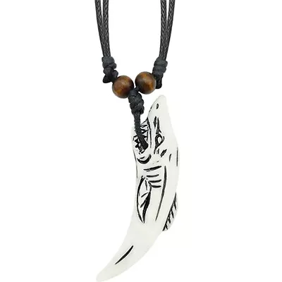  Shark Tooth Necklace Chain Men Commemorate Boys Jewelry Mens Necklaces M • £7.72