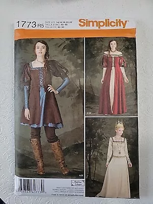 Simplicity 1773 Costume Medieval Cosplay Gown Dress Pattern Misses Size 14-22 • $9.99