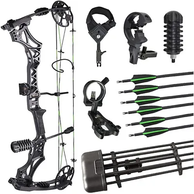 30-70lbs Compound Bow Arrows Kit 320fps Adjustable Archery Hunting Target • £294.99