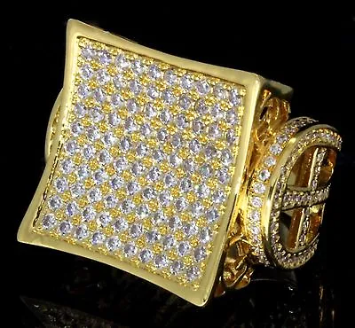 Mens Cubic Zirconia Pinky Ring Kite Design 18k Gold Plated Cz Rapper Hip Hop • $14.99