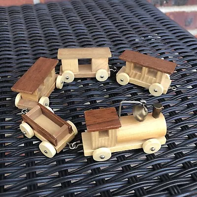 Vintage Loquai Holzkunst Germany Small Wooden Train Set Of 5 • $15