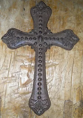 Cast Iron VICTORIAN Antique STYLE Wall Cross Rustic Decorative Finish Decor • $5.99