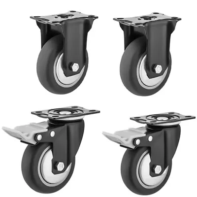 4 Pack 3  4  5  Caster Wheels Swivel Plate Polyurethane Wheels Heavy Duty Wheels • $27.99