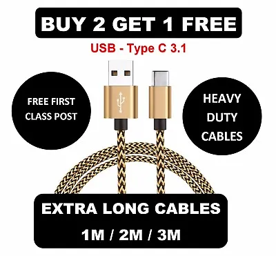 Extra Long USB Type C 3.1 Fast Data Charger Cable Lead For LG G5 G6 V20 • £3.99