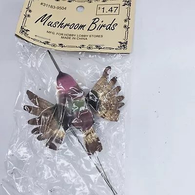 Vintage Mushroom Birds Hummingbird Floral Arrangement Craft Wedding Decor • $14.99