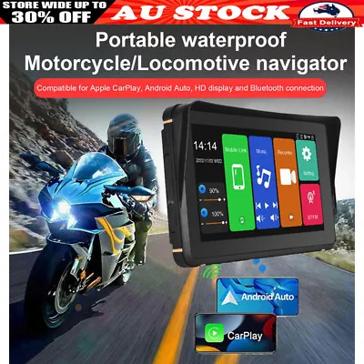 7 Touch Screen Portable Motorcycle GPS Navigator Carplay Android Auto Waterproof • $189.99