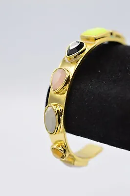 J.Crew Vintage Bangle Cuff Bracelet Multi-Color Crystal Gold Geometric BinAD • $23.96