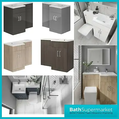 L Shape Bathroom Furniture Suite Resin Basin BTW Toilet Vanity WC Unit-6 Colours • £339