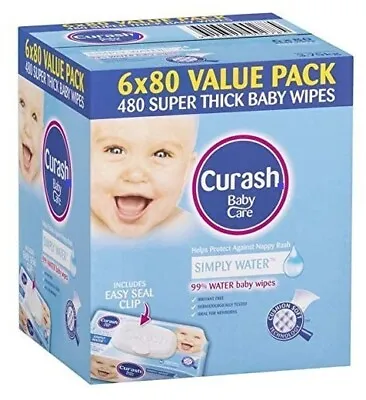 $27.60 • Buy Curash Water Baby Wipes, 6 Packs Of 80 Wipes (480s Wipes)