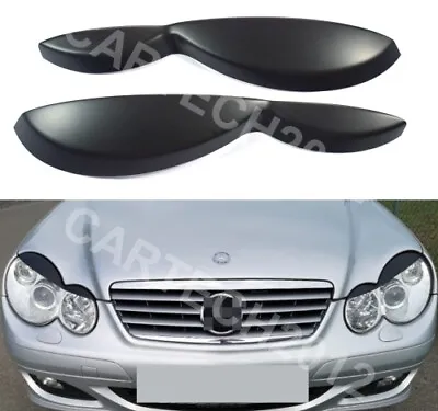 Headlight Eyebrow Eyelid Cover Mercedes C-class W203 Coupe Set ABS PLASTIC • $33.53