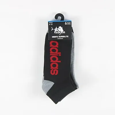 Mens Adidas Superlite Aeroready Low Cut 6 Pair Socks Black/Scarlet/Gray 5149311A • $12.99