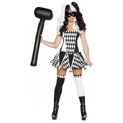 Harlequin Costume Adult Sexy Jester Halloween Fancy Dress • $24.87