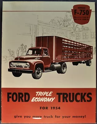 1954 Ford F-750 Truck Brochure Semi Tractor Trailer Dmp Excellent Original 54 • $12.95