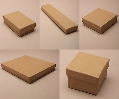 Pack Of 12 Natural Brown Card Gift Jewellery Boxes Black Insert Wholesale Bulk • £9.99