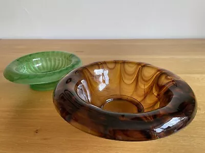 Two Art Deco Davidson Cloud Glass Bowls • £20