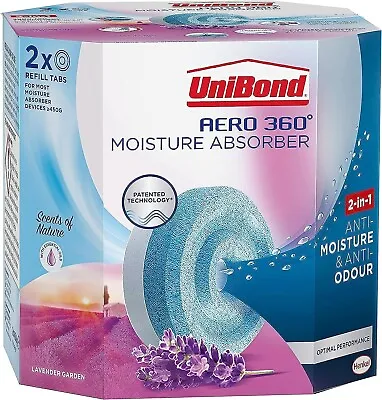 UniBond AERO 360� Moisture Absorber Lavender Garden Refill Tab Aromatherapy 2 • £6.99