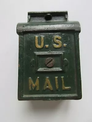 Vintage Green Cast Iron US MAIL Box Coin Piggy Still Bank Metal A.C. Williams • $42.99