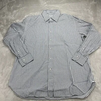 Ermenegildo Zegna Shirt Mens XXL 2XL 48/18 Blue Button Up Casual Dress Men • $26.99