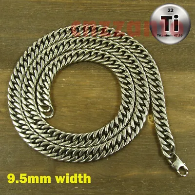 26.3  Pure Titanium Double Ring Curb Link Chain Men Necklace Anti-allergy Ti192 • $49.99