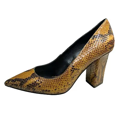 Vince Camuto Pump Leather Embossed Snake Triangle Heel Career Shoe Size 8.5M • $25.49