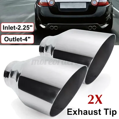 2pcs 2.25  4  Stainless Steel Car Exhaust Tip Tail Pipe 57mm-101mm Round Slant • £27.99