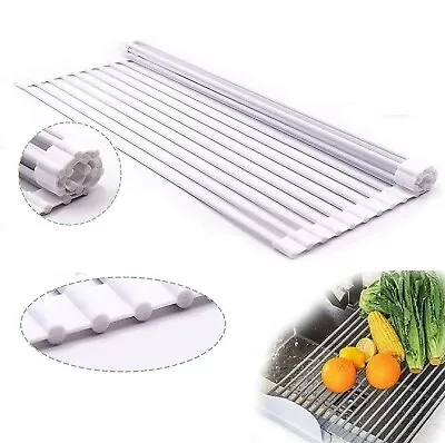 Roll Up Dish Drying Rack Stainless Steel Silicone Foldable Dish Drying Mat Rack  • $27.49